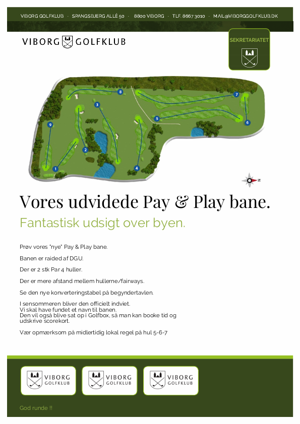 Skeptisk Uændret Jeg spiser morgenmad Pay & Play Bane 2021 - Viborg Golfklub
