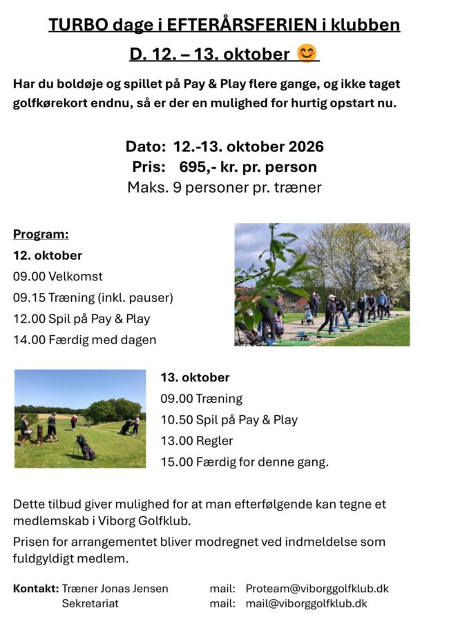 Turbo Golfkørekort I Efterårsferie 12 13 10 2026